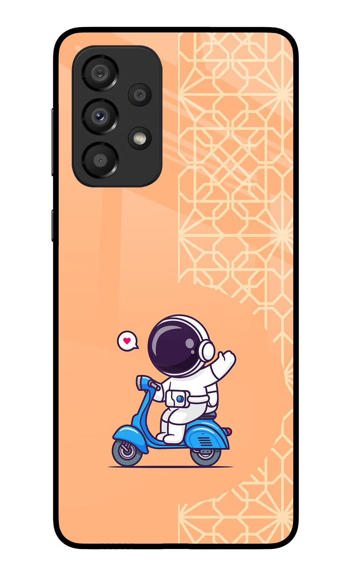 Cute Astronaut Riding Samsung A33 5G Glass Case Back Cover by Casekaro