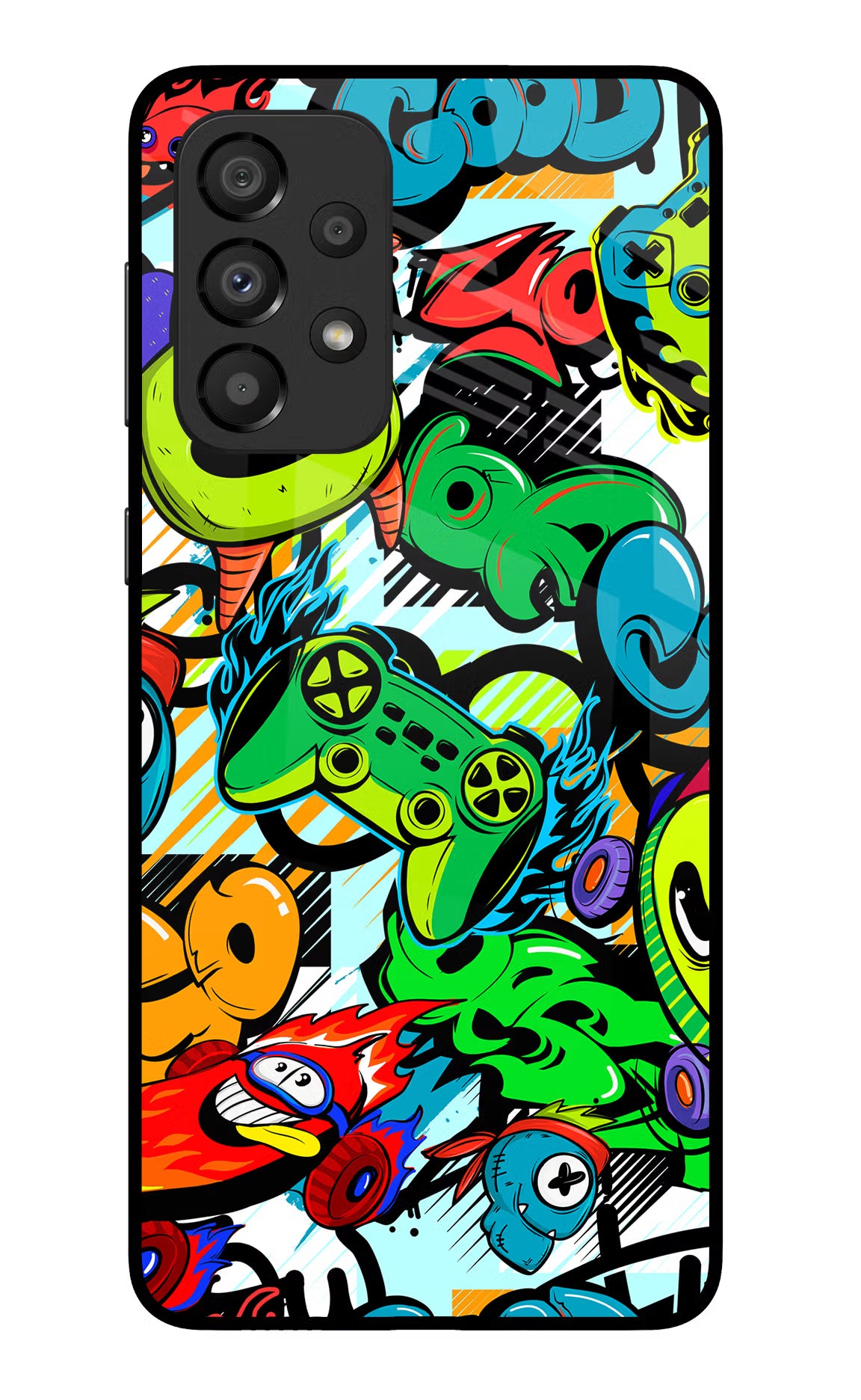 Game Doodle Samsung A33 5G Glass Case Back Cover by Casekaro