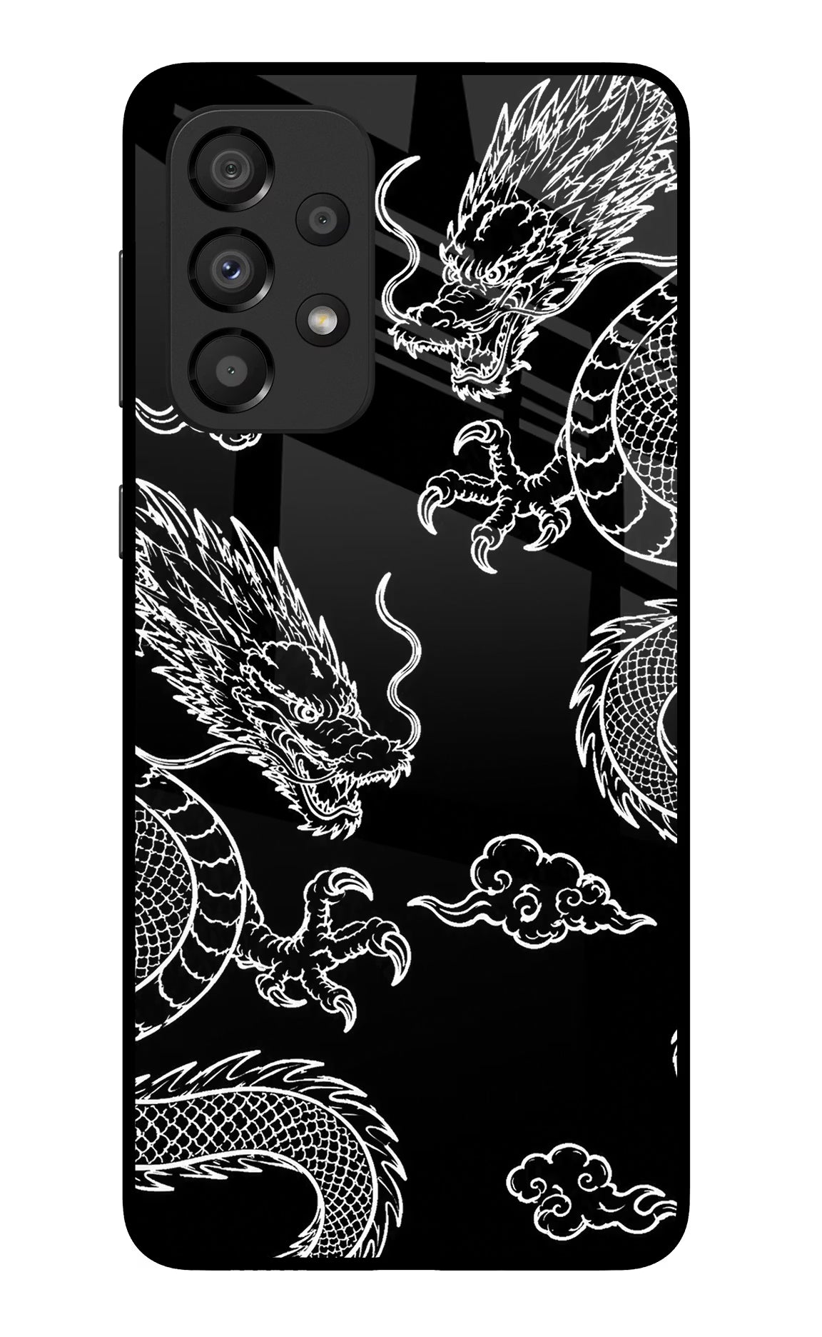 Twin Dragons Samsung A33 5G Glass Case Back Cover by Casekaro