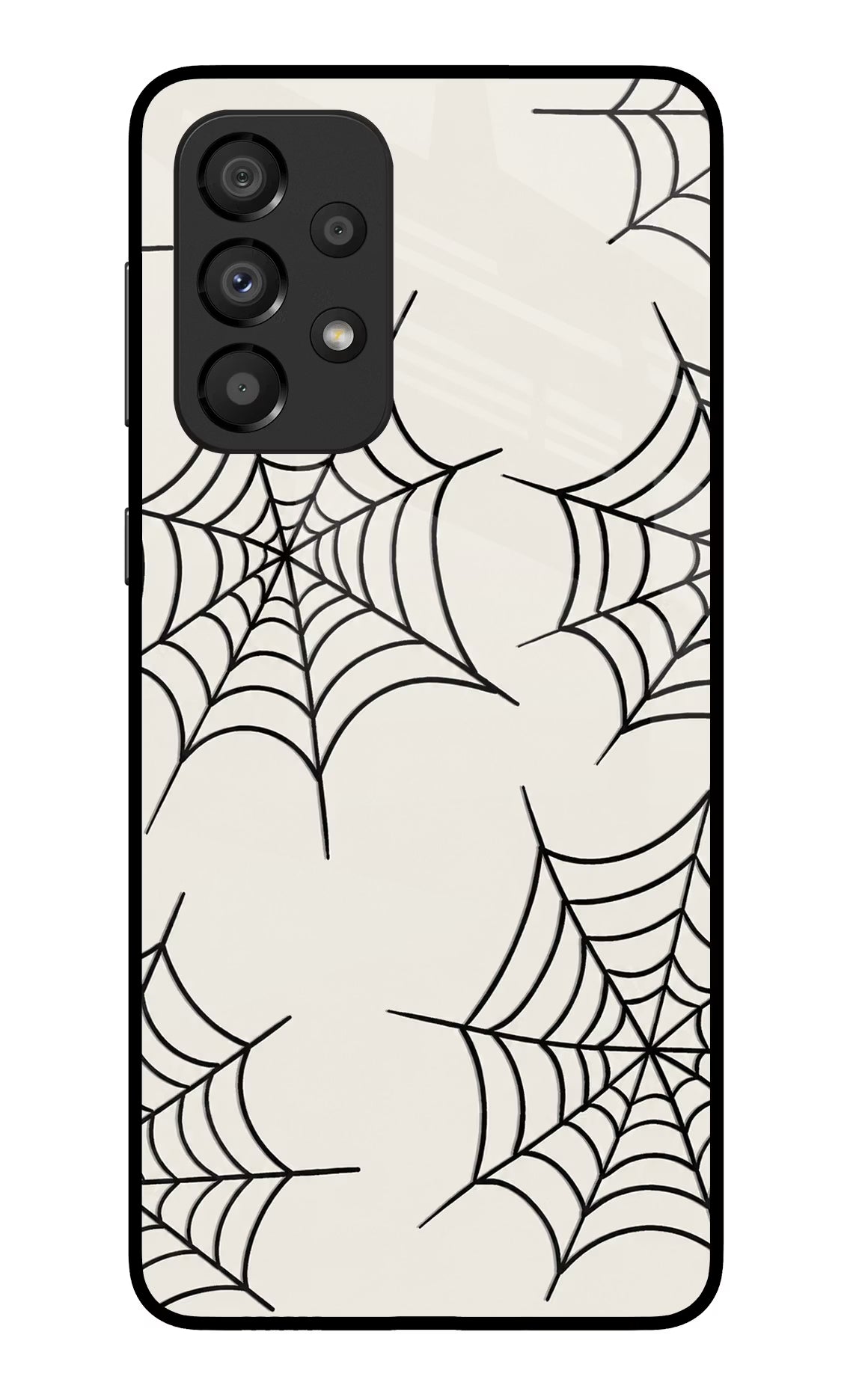 Spider Web Samsung A33 5G Glass Case Back Cover by Casekaro