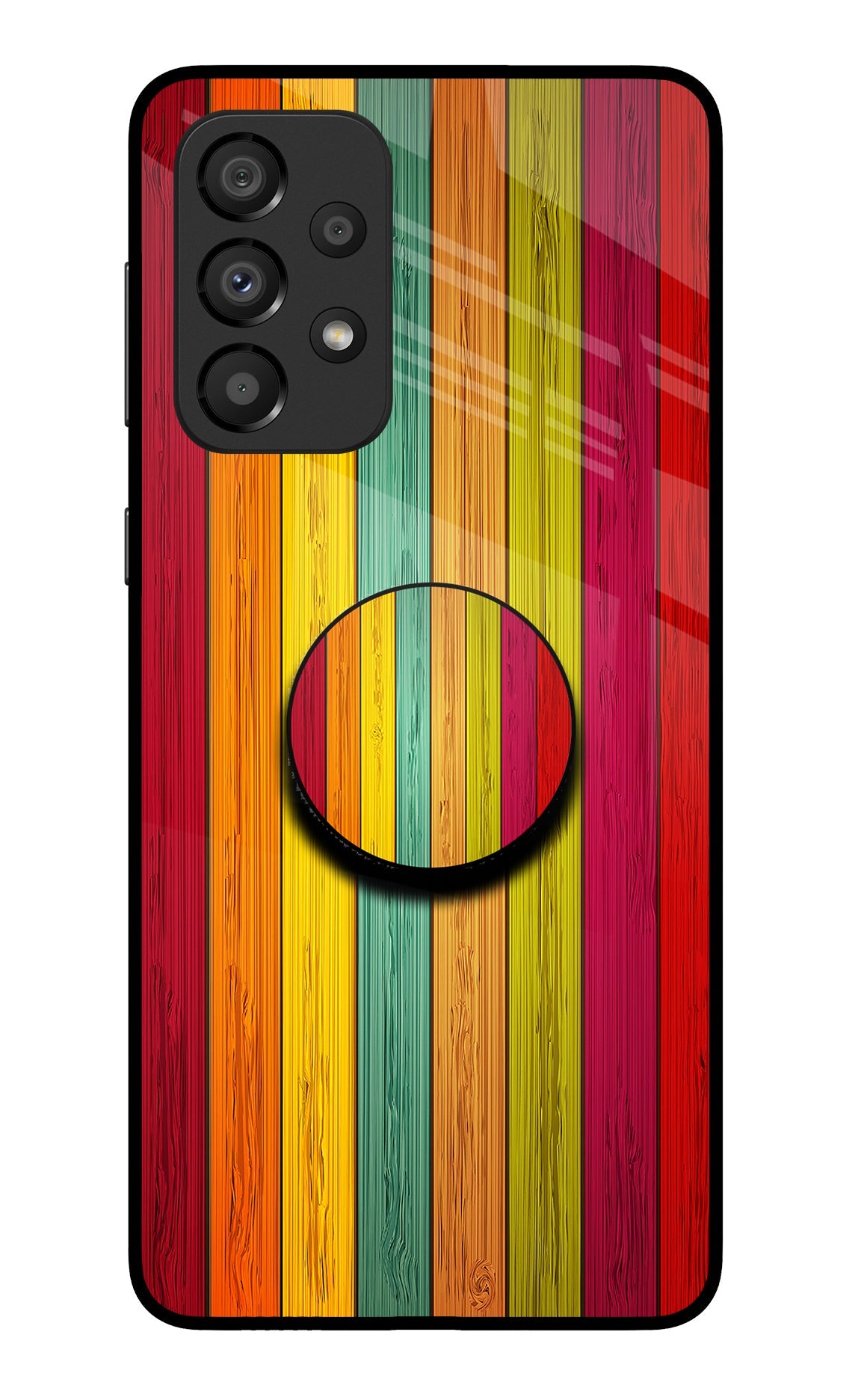 Multicolor Wooden Samsung A33 5G Glass Case