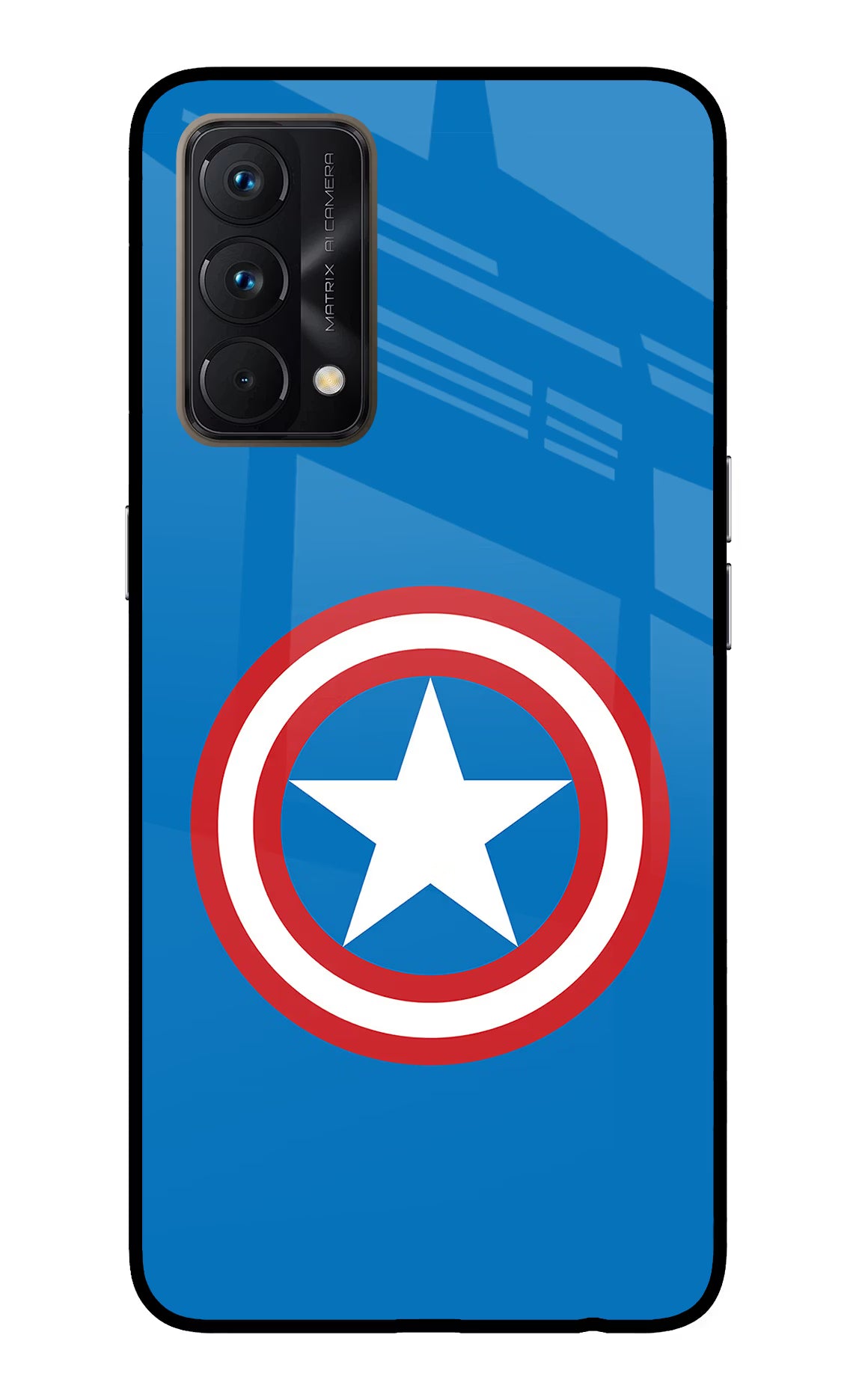 Captain America Logo Realme GT Master Edition Glass Case Back Cover by Casekaro