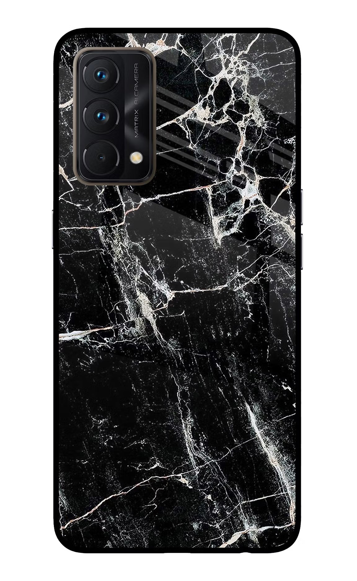 Black Marble Texture Realme GT Master Edition Glass Case Back Cover by Casekaro