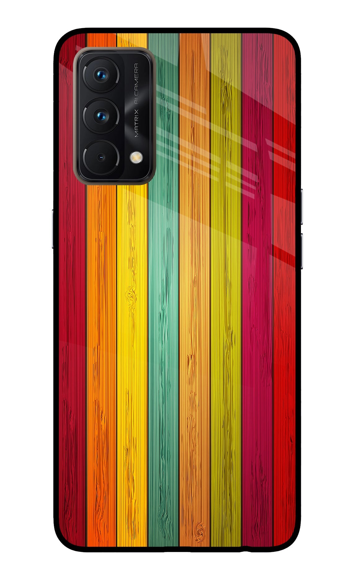 Multicolor Wooden Realme GT Master Edition Glass Case
