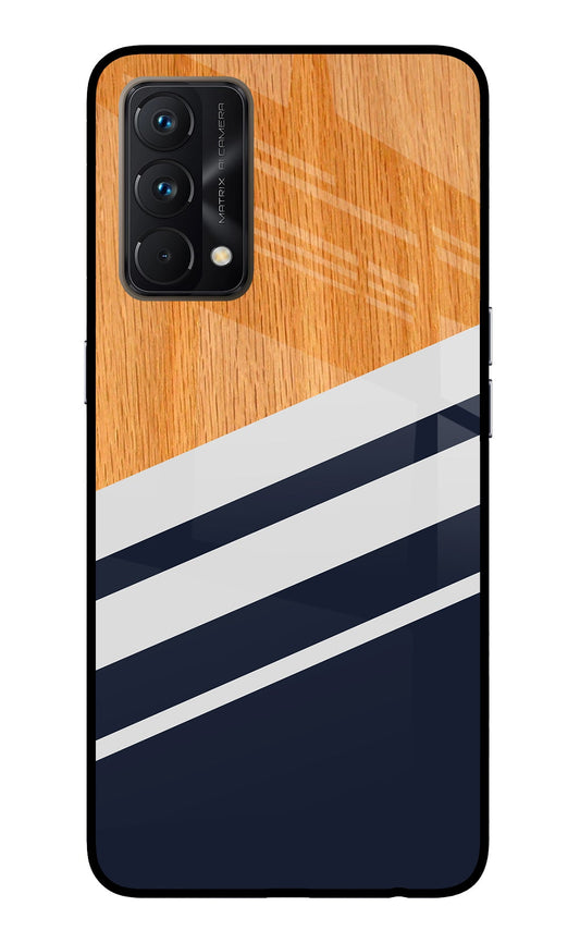 Blue and white wooden Realme GT Master Edition Glass Case