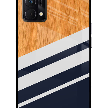 Blue and white wooden Realme GT Master Edition Glass Case