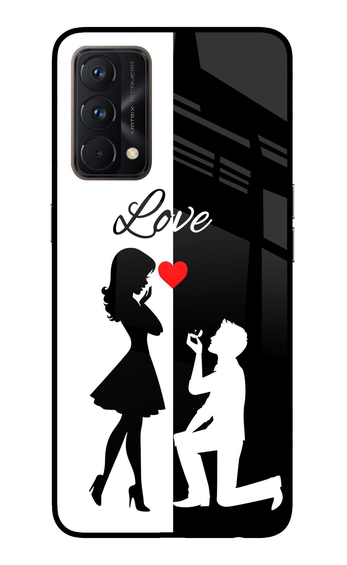 Love Propose Black And White Realme GT Master Edition Glass Case