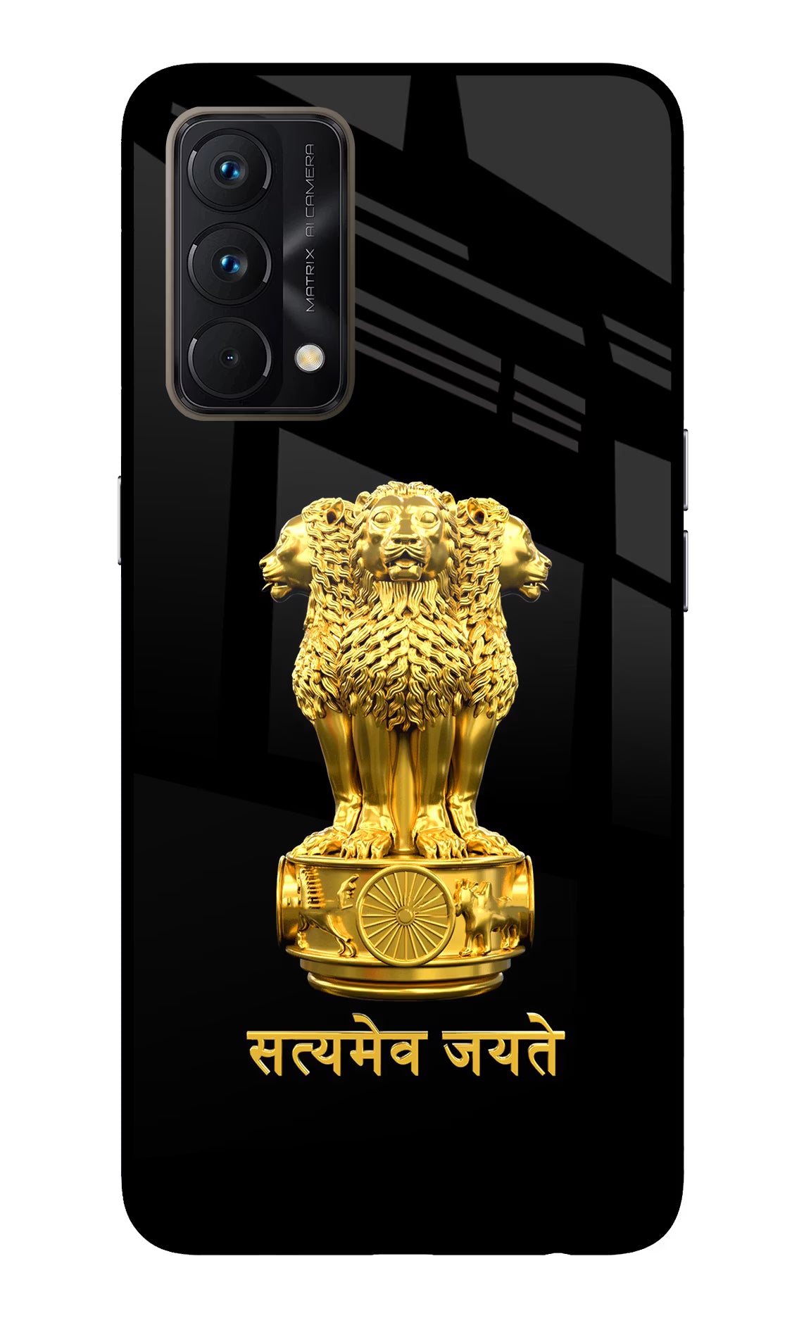 Satyamev Jayate Golden Realme GT Master Edition Glass Case Back Cover by Casekaro