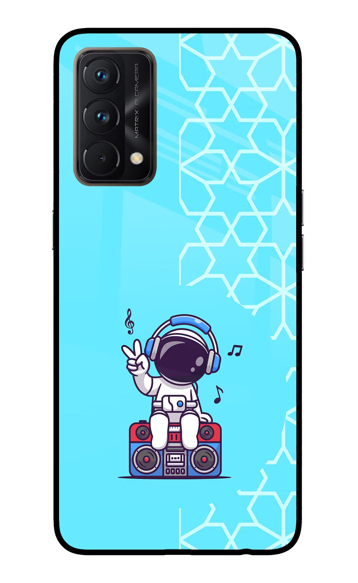 Cute Astronaut Chilling Realme GT Master Edition Glass Case Back Cover by Casekaro