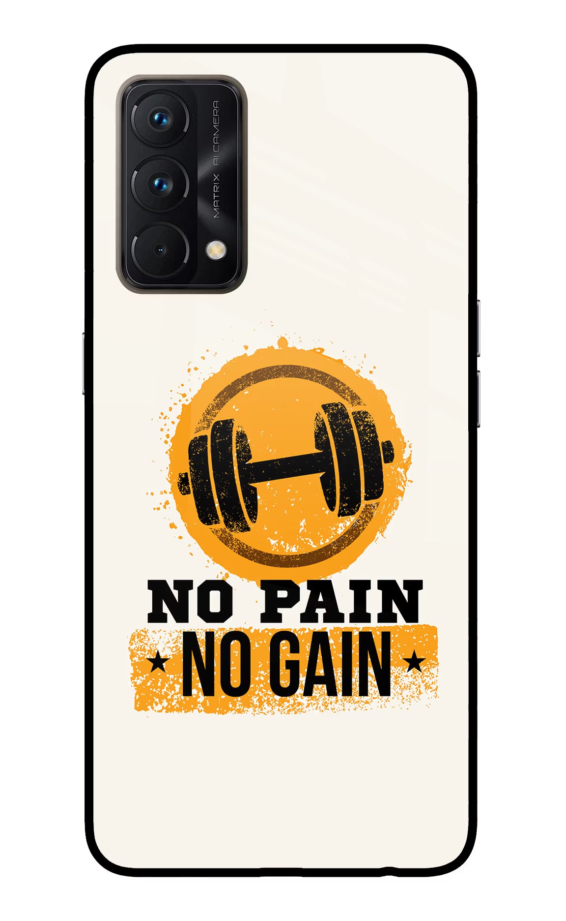 No Pain No Gain Realme GT Master Edition Glass Case Back Cover by Casekaro