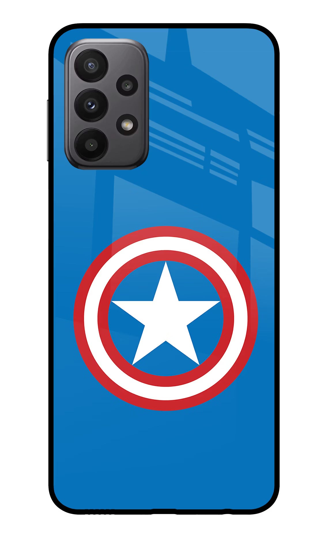 Captain America Logo Samsung A23 Glass Case Back Cover by Casekaro
