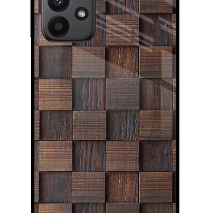 Wooden Cube Design Samsung A23 Glass Case Back Cover by Casekaro