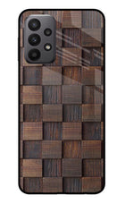 Wooden Cube Design Samsung A23 Glass Case