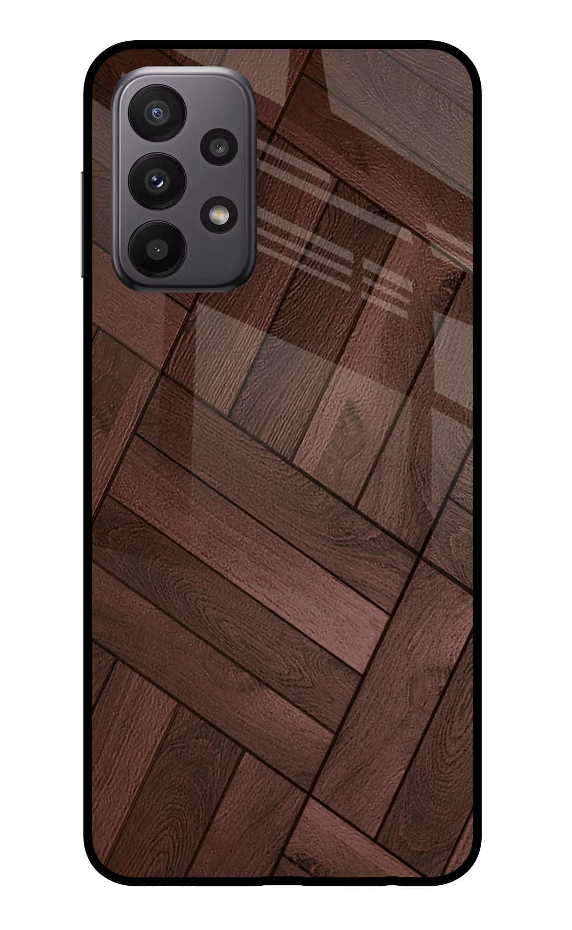 Wooden Texture Design Samsung A23 Glass Case Back Cover by Casekaro