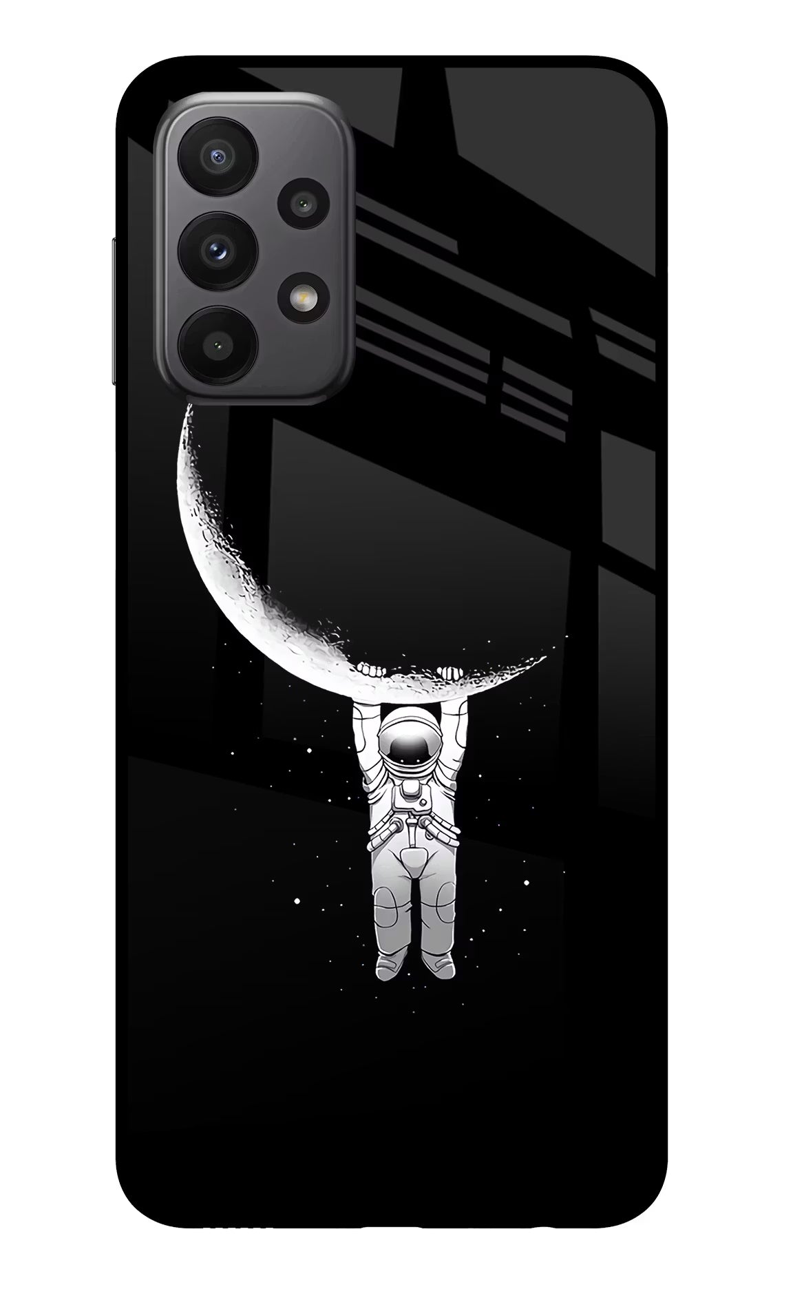 Moon Space Samsung A23 Glass Case Back Cover by Casekaro
