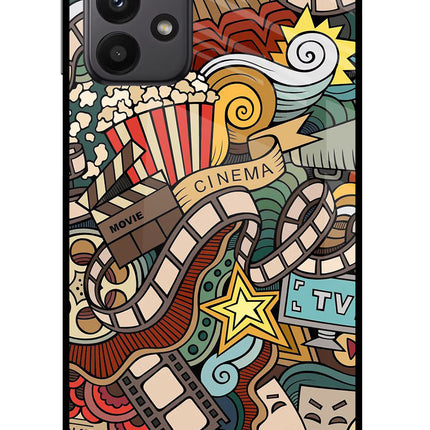 Cinema Abstract Samsung A23 Glass Case Back Cover by Casekaro