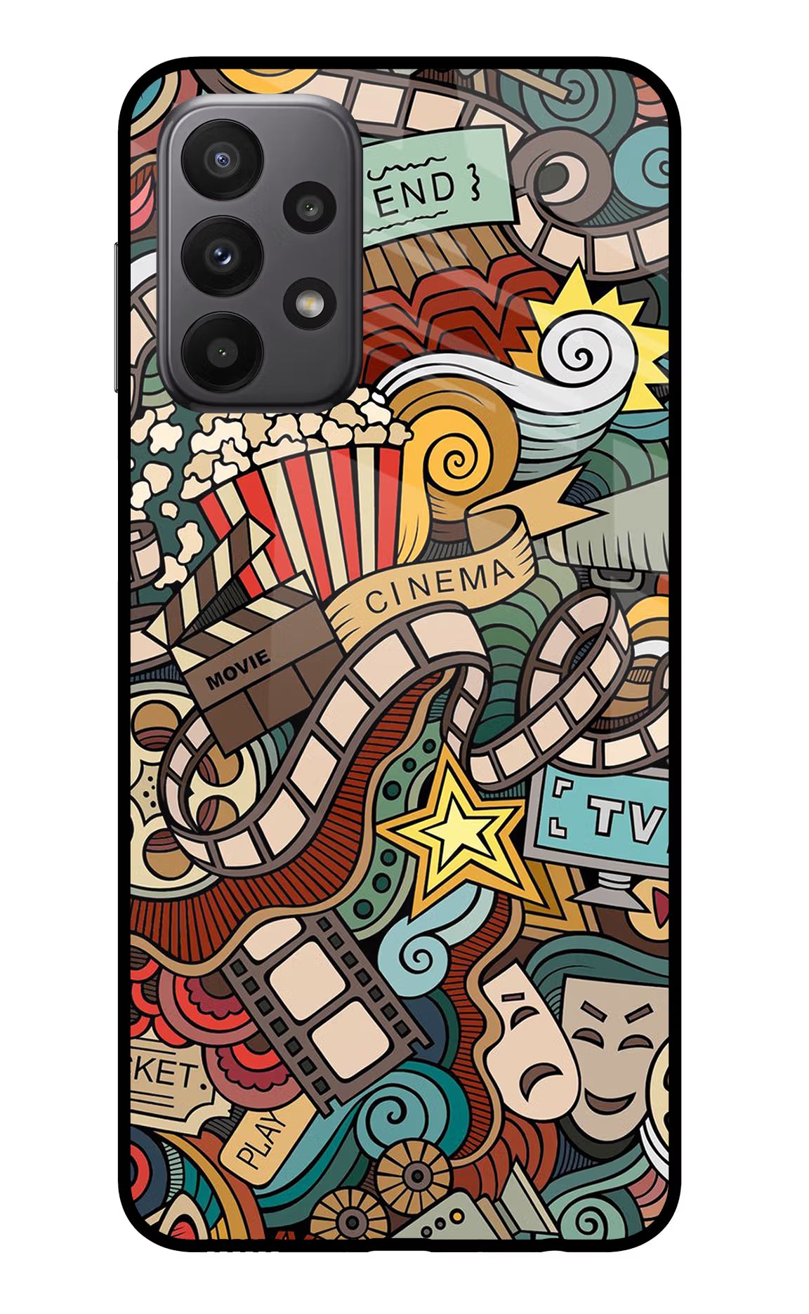 Cinema Abstract Samsung A23 Glass Case Back Cover by Casekaro