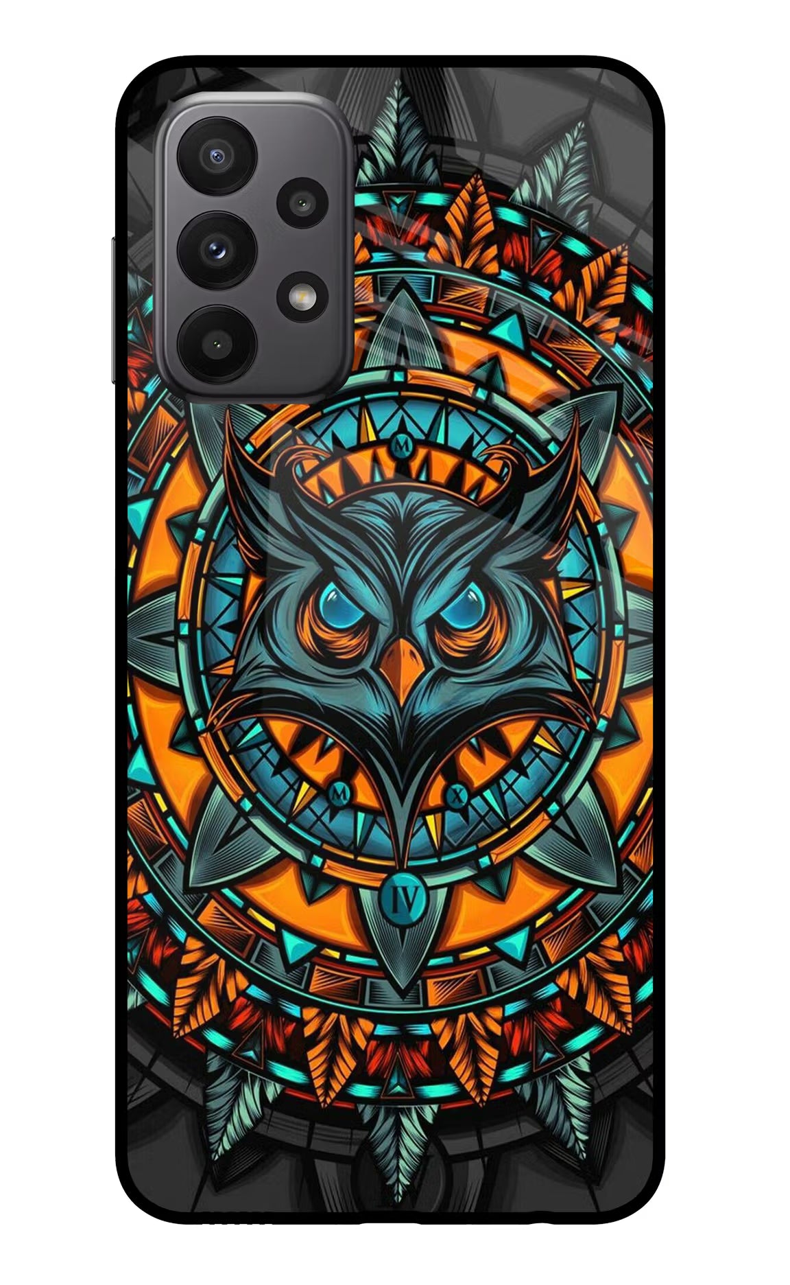 Angry Owl Art Samsung A23 Glass Case Back Cover by Casekaro