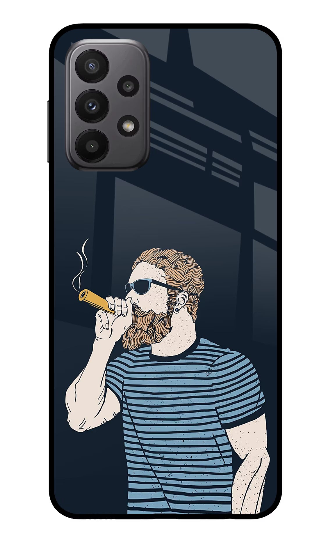 Smoking Samsung A23 Glass Case Back Cover by Casekaro
