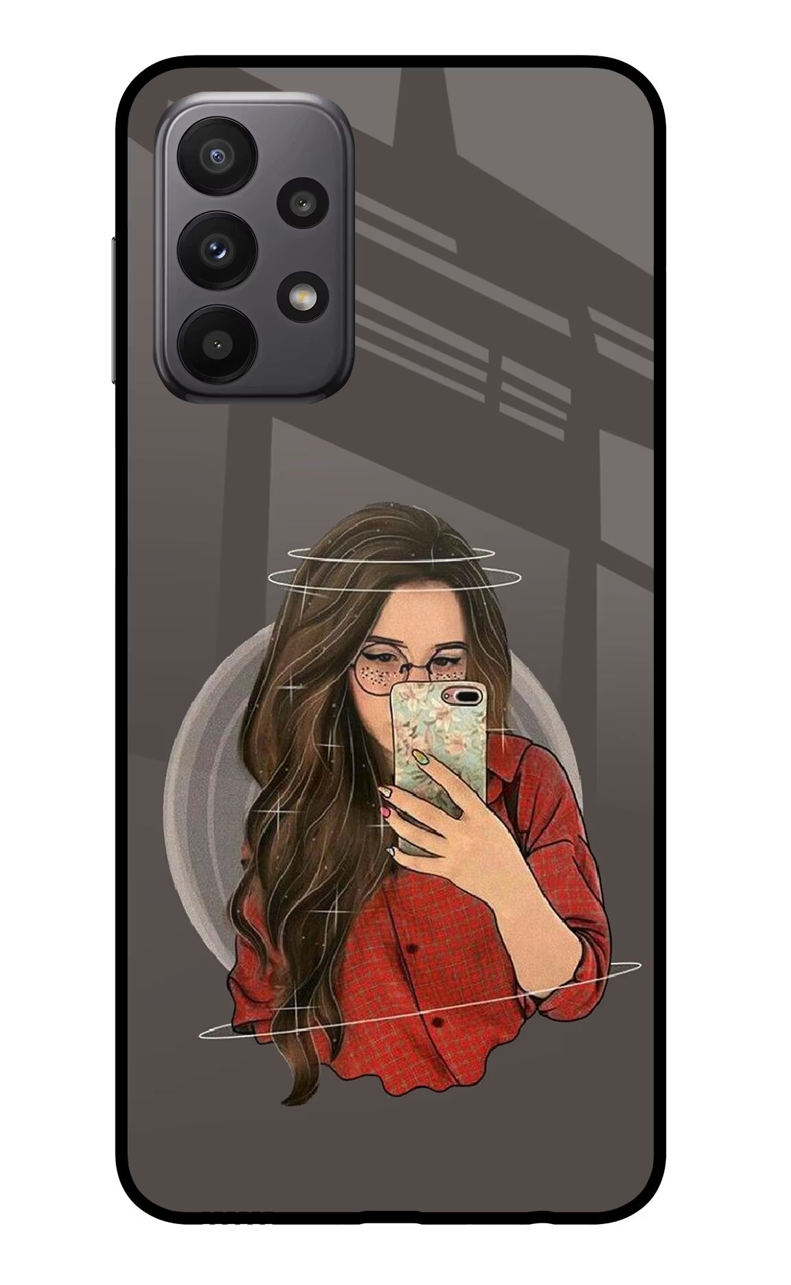Selfie Queen Samsung A23 Glass Case Back Cover by Casekaro