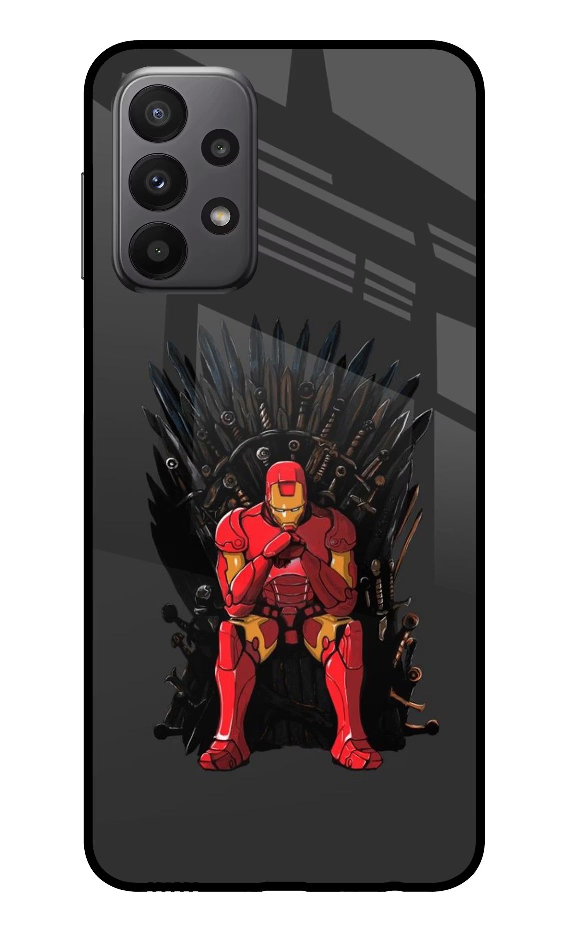 Ironman Throne Samsung A23 Glass Case Back Cover by Casekaro