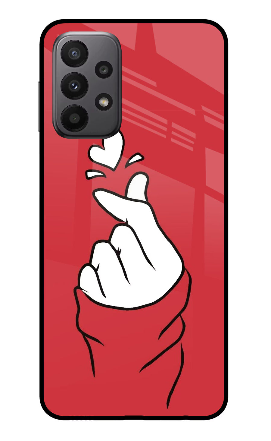 Korean Love Sign Samsung A23 Back Cover, Glass case