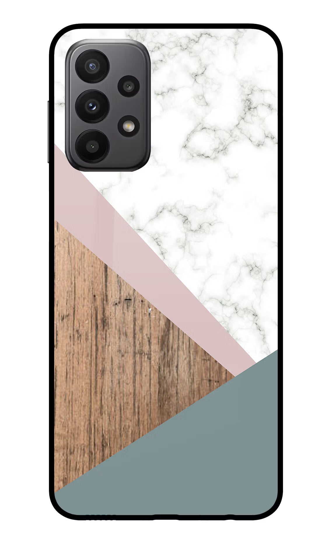 Marble wood Abstract Samsung A23 Glass Case Back Cover by Casekaro
