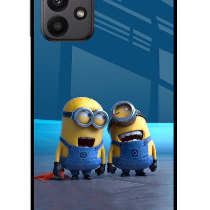 Minion Laughing Samsung A23 Glass Case Back Cover by Casekaro