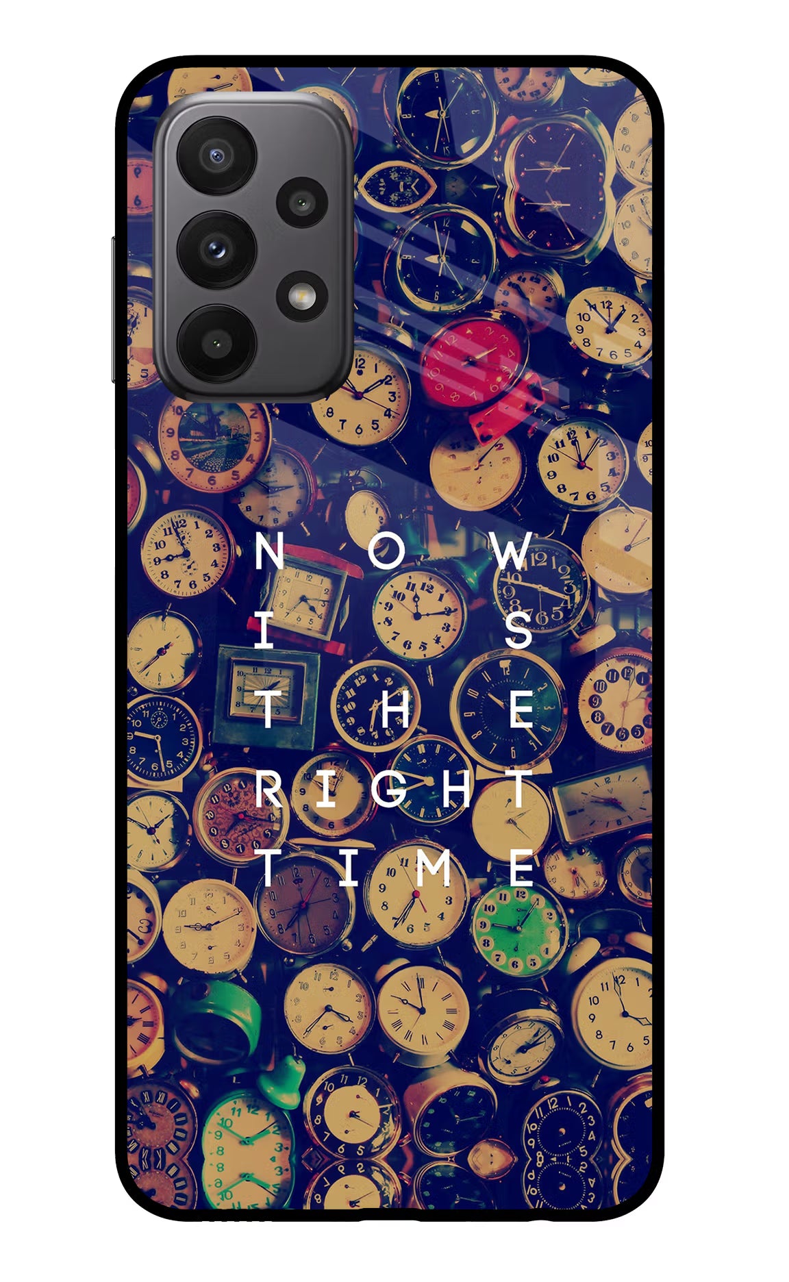 Now is the Right Time Quote Samsung A23 Glass Case Back Cover by Casekaro