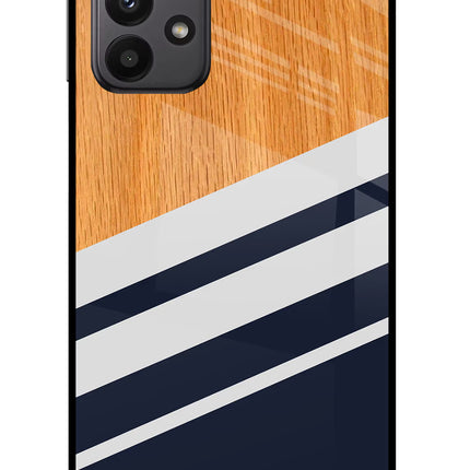 Blue and white wooden Samsung A23 Glass Case