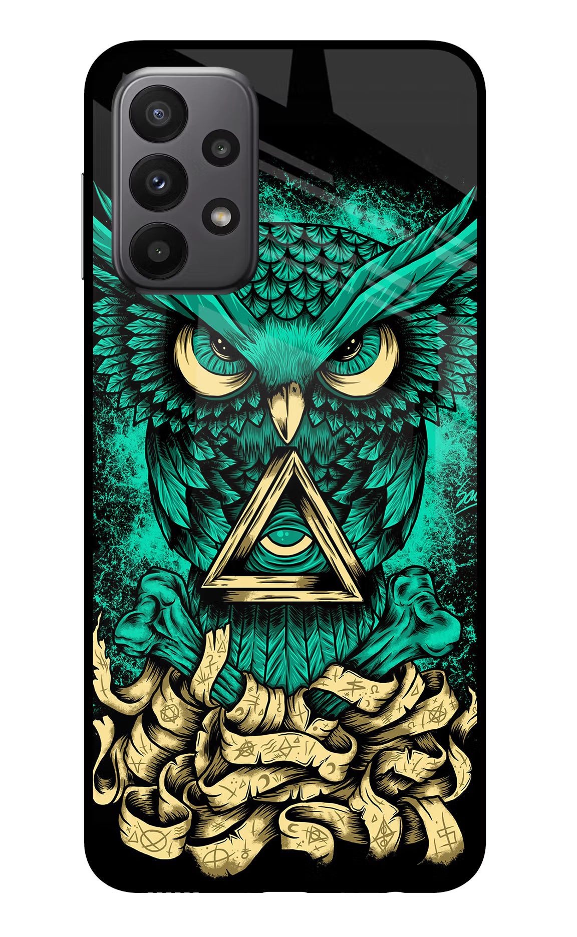 Green Owl Samsung A23 Glass Case