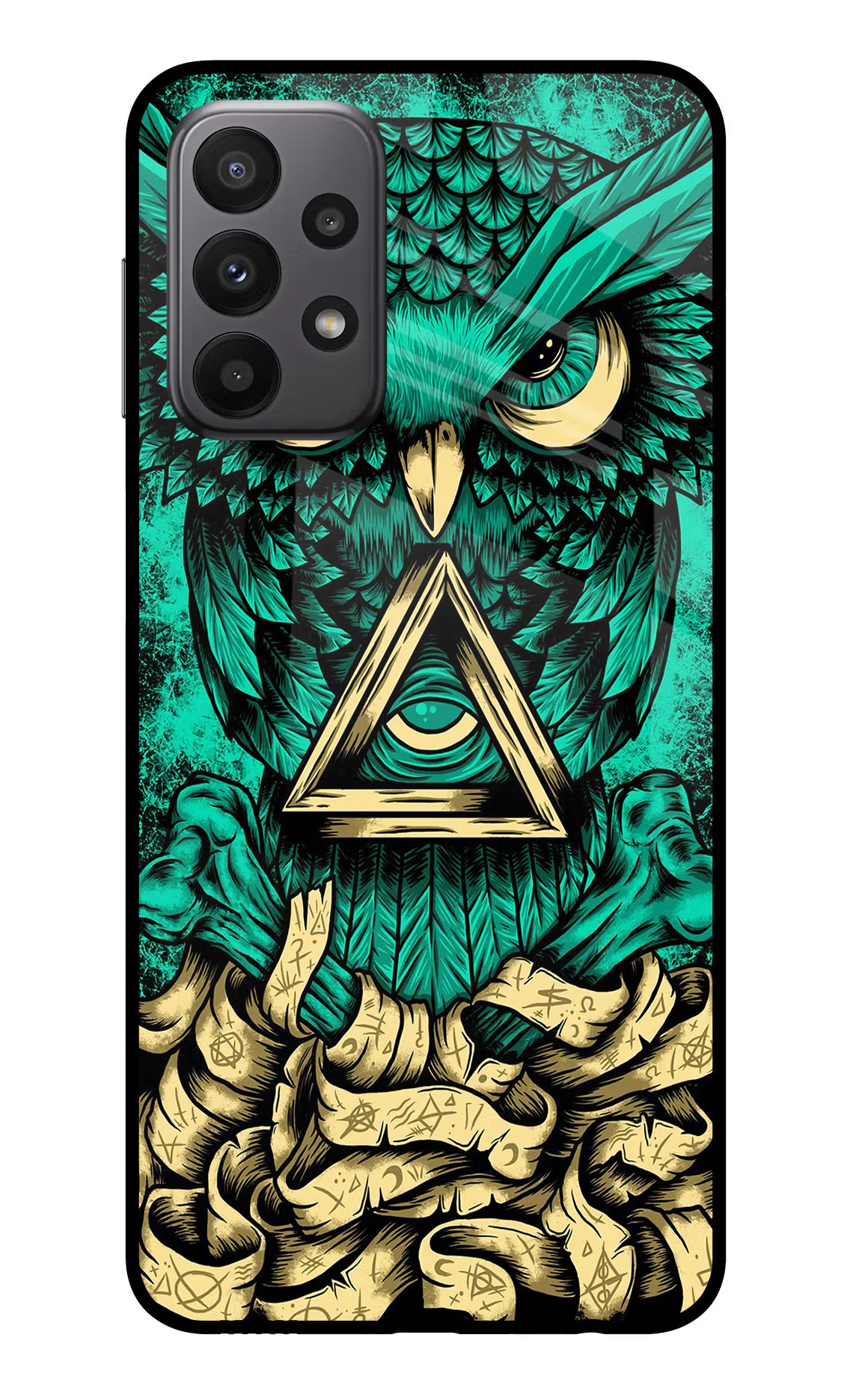 Green Owl Samsung A23 Glass Case