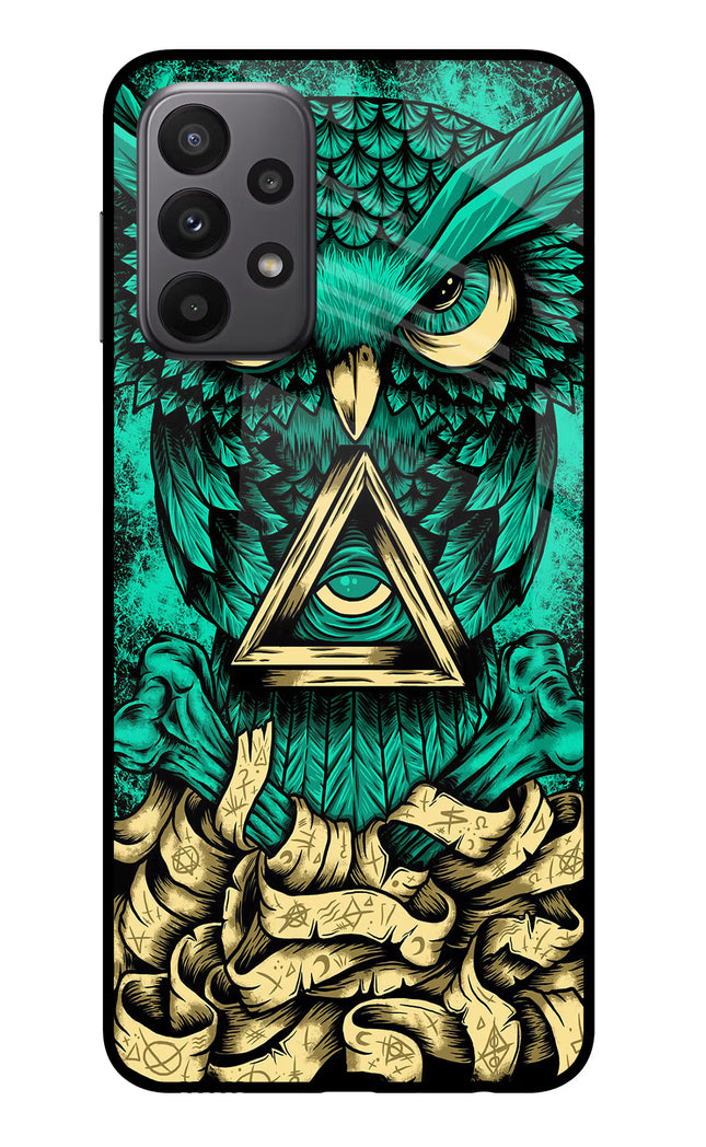 Green Owl Samsung A23 Glass Case