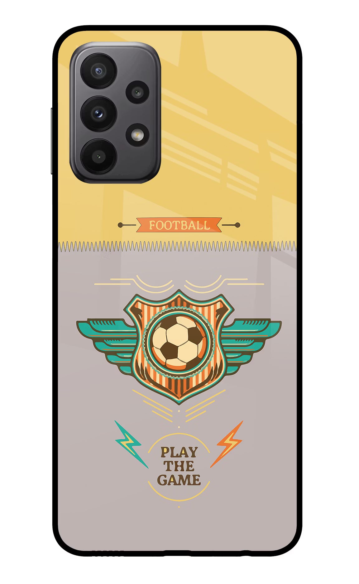 Football Samsung A23 Glass Case Back Cover by Casekaro