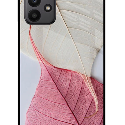 White Pink Leaf Samsung A23 Glass Case