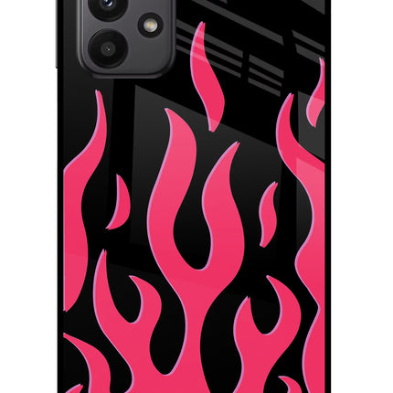 Fire Flames Samsung A23 Glass Case Back Cover by Casekaro