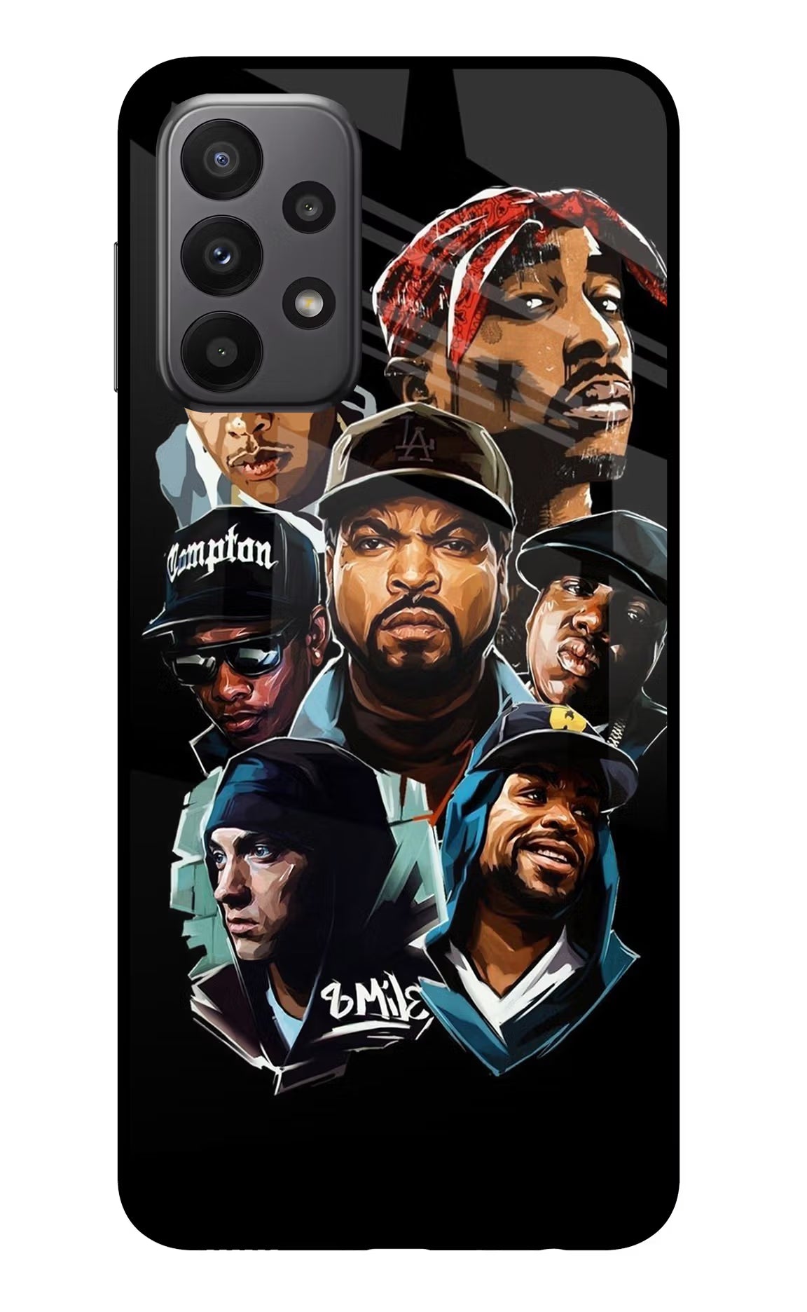 Rappers Samsung A23 Glass Case Back Cover by Casekaro