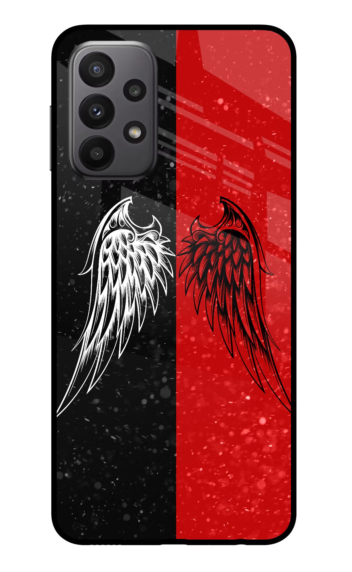 Wings Samsung A23 Glass Case Back Cover by Casekaro