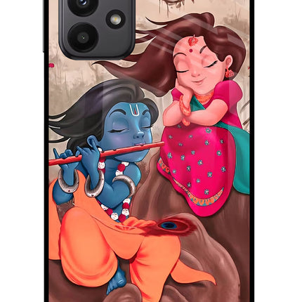 Radhe Krishna Samsung A23 Glass Case Back Cover by Casekaro
