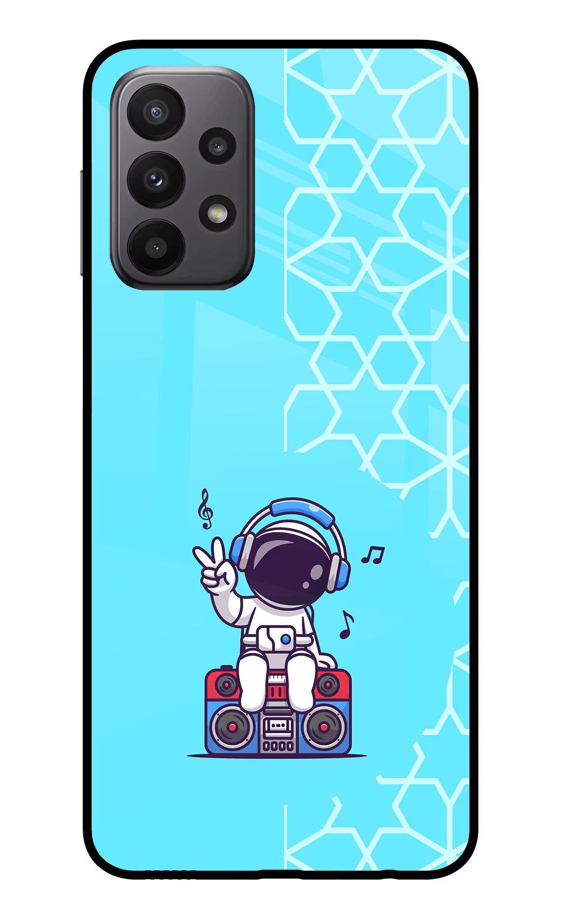 Cute Astronaut Chilling Samsung A23 Glass Case