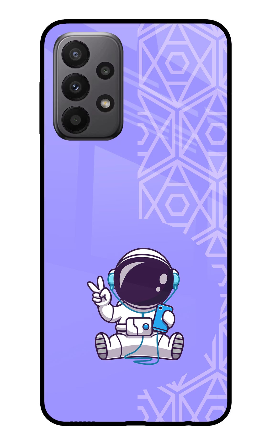 Cute Astronaut Chilling Samsung A23 Glass Case
