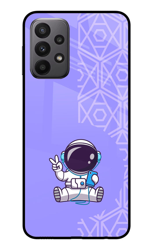 Cute Astronaut Chilling Samsung A23 Glass Case