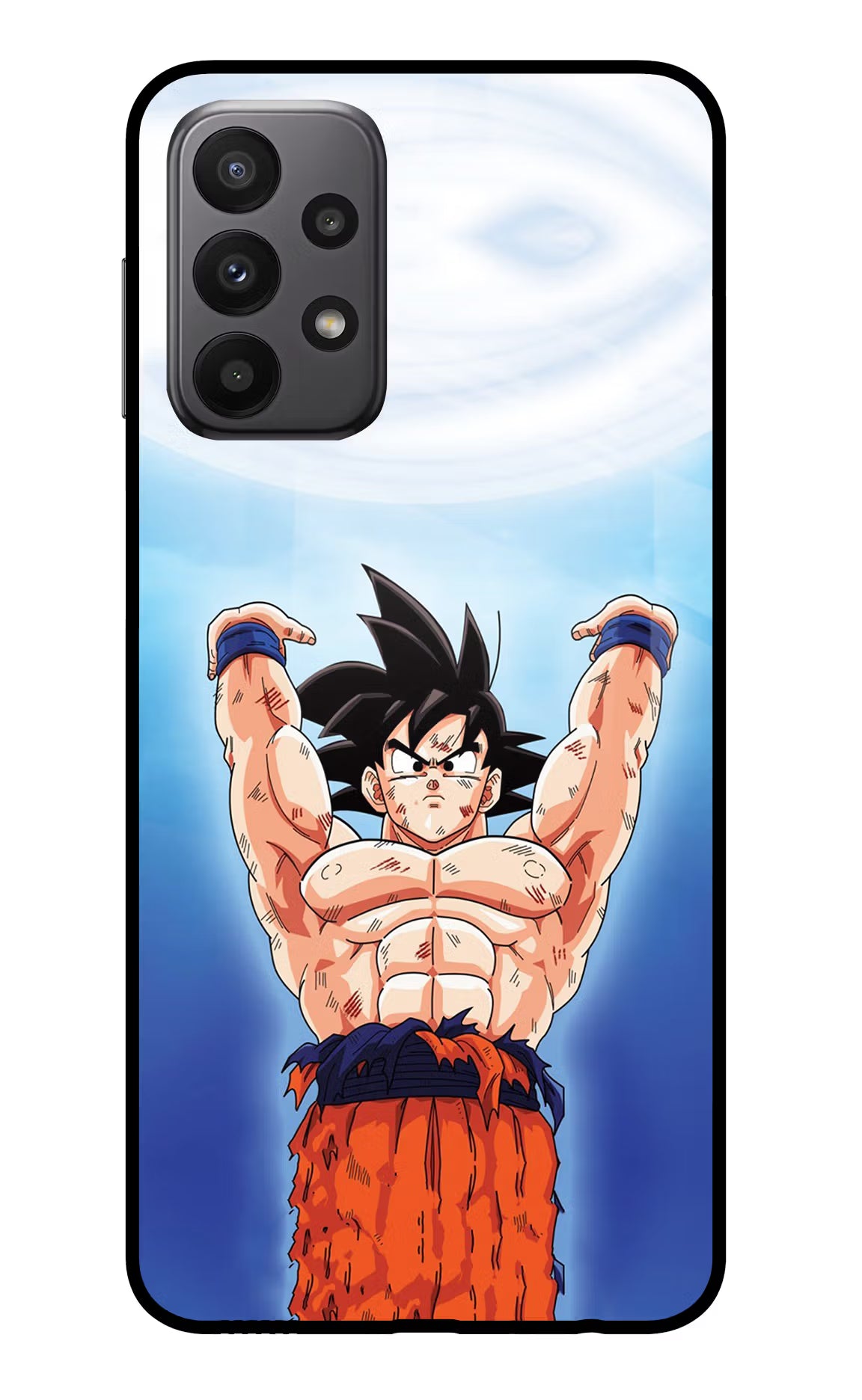 Goku Power Samsung A23 Glass Case Back Cover by Casekaro