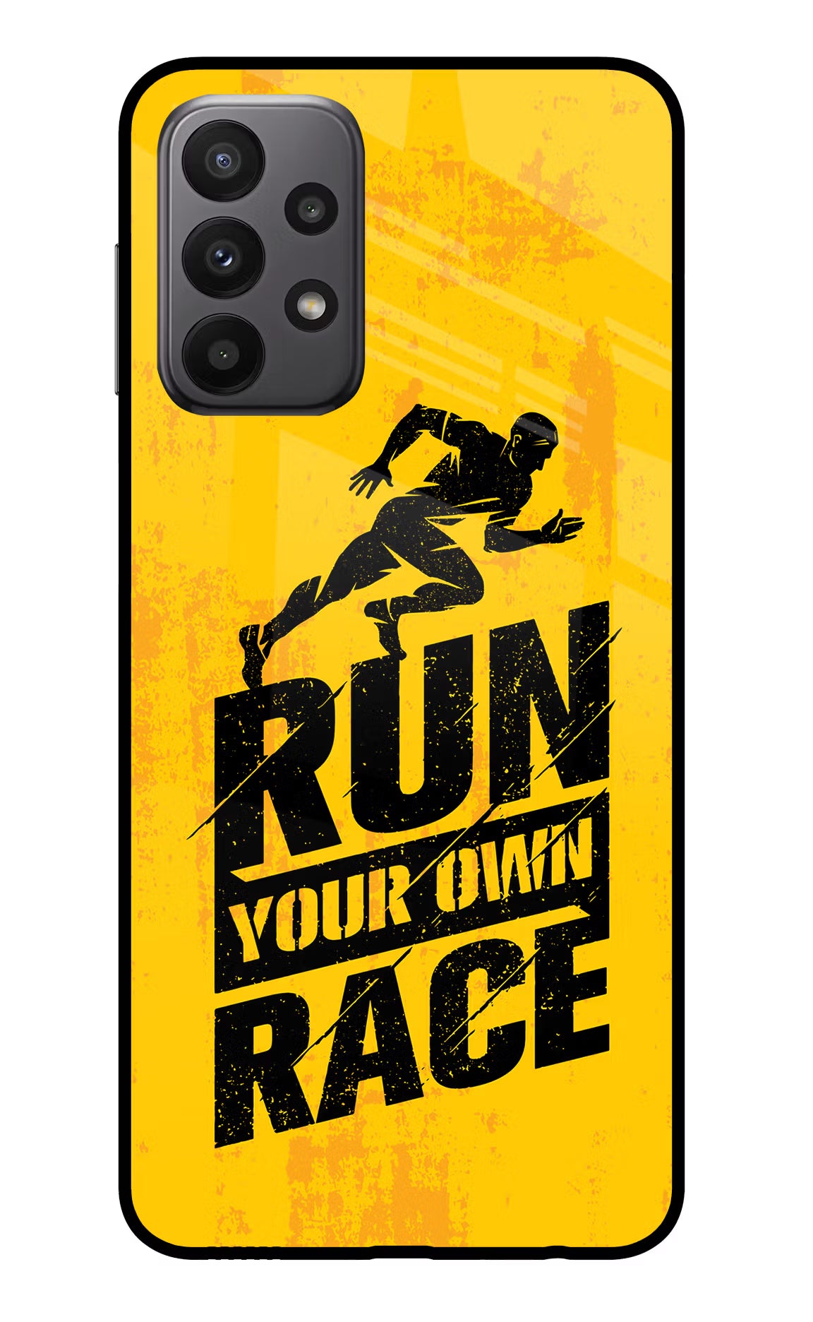 Run Your Own Race Samsung A23 Glass Case Back Cover by Casekaro