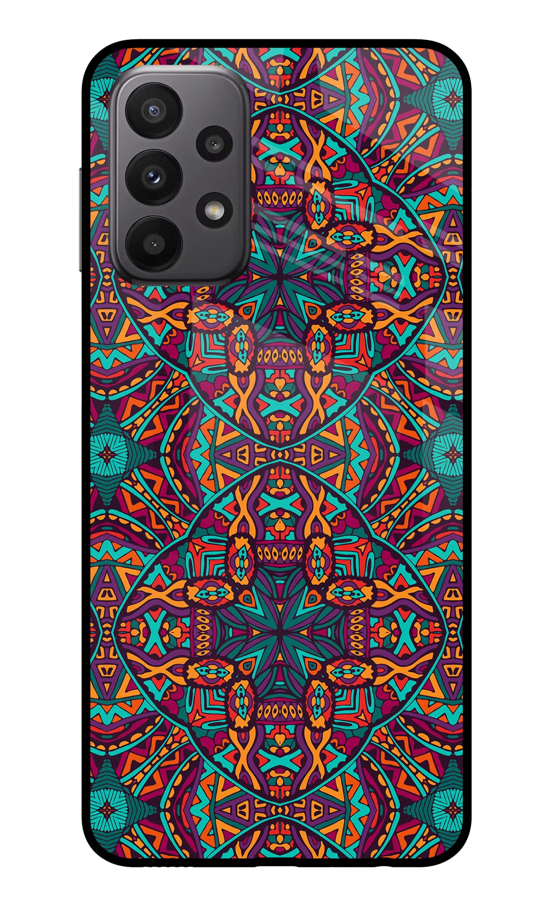 Colour Mandala Samsung A23 Glass Case Back Cover by Casekaro
