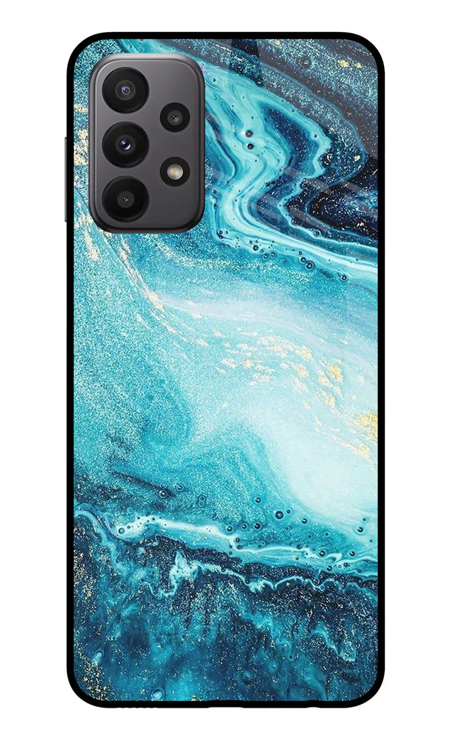 Blue Glitter Marble Samsung A23 Glass Case