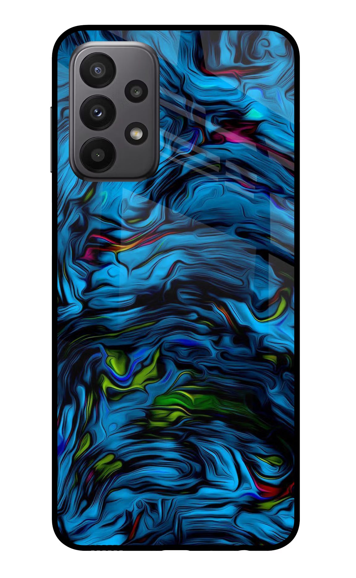 Dark Blue Abstract Samsung A23 Glass Case Back Cover by Casekaro