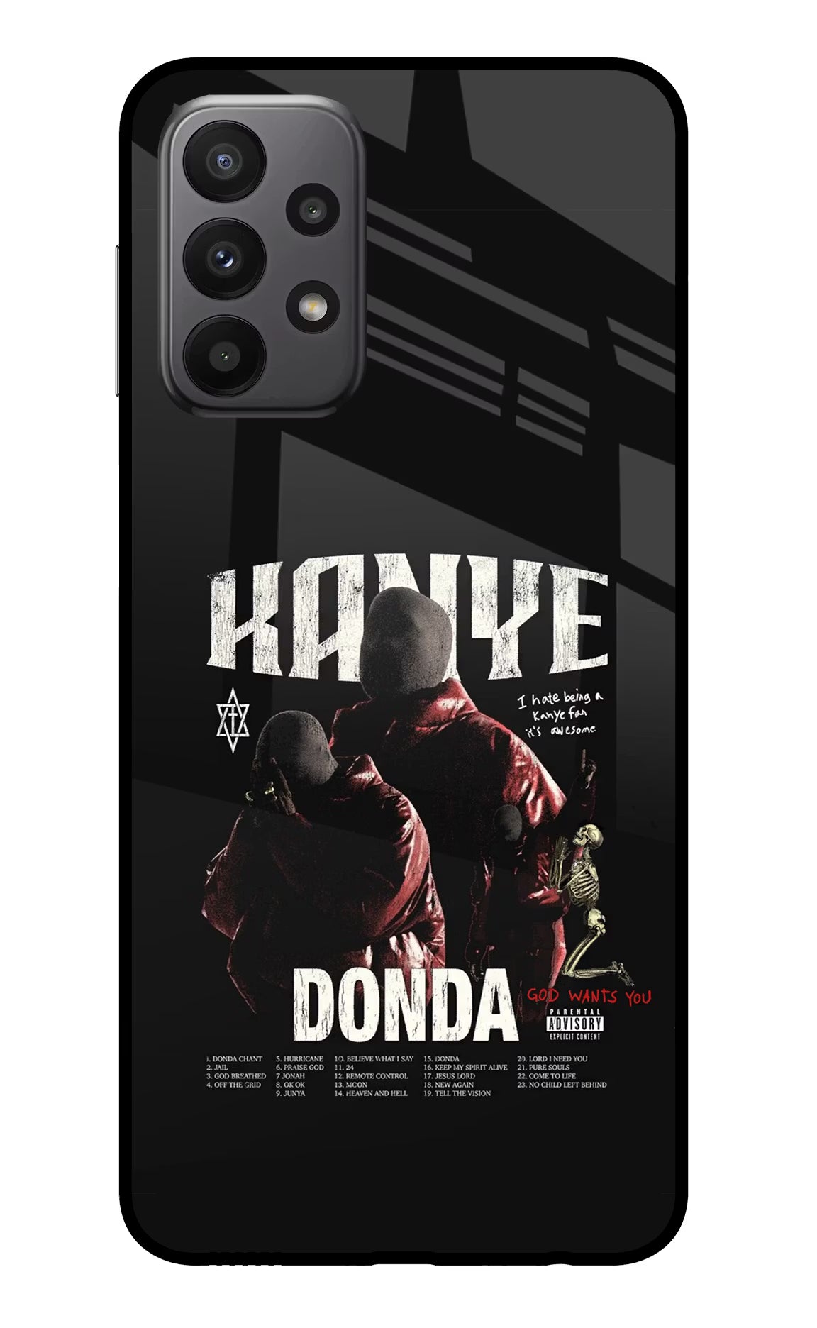 Donda Kanye West Samsung A23 Glass Case Back Cover by Casekaro