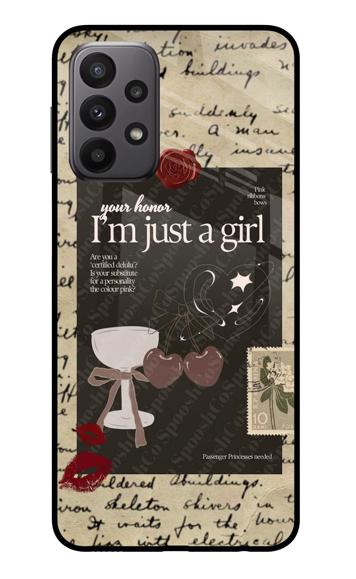 I am just a girl Samsung A23 Glass Case Back Cover by Casekaro