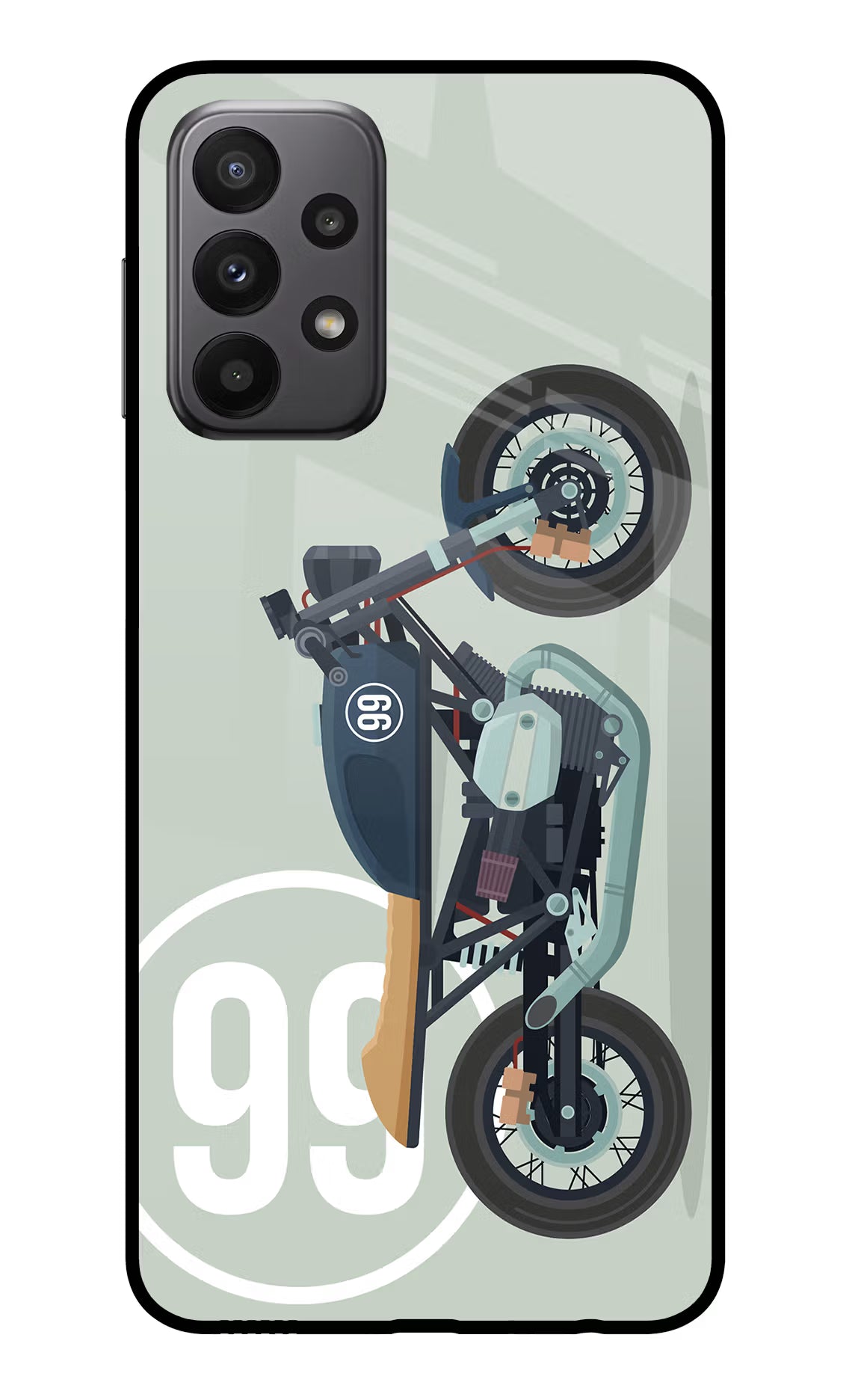 Classic Cafe Racer 99 Samsung A23 Glass Case Back Cover by Casekaro